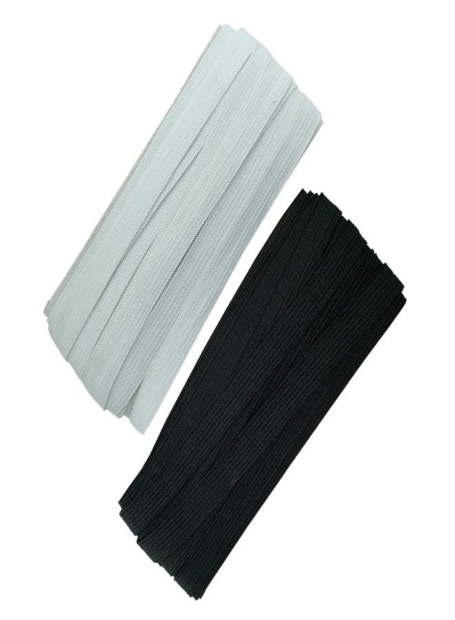 Aakriti 10 Meter White & 10 Meter Black Polyester Elastic Used for Sewing, Stitching, Tailoring, Elastic Pants and Other DIY Items Mask Making Elastic(Knitted Elastic, 10MM) - Image 1
